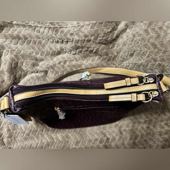 Giani Bernini Dark Purple Ostrich Embossed Hobo Handbag - Picture 6 of 11